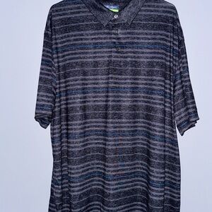 Men's Striped Polo Shirt - Gray and Blue